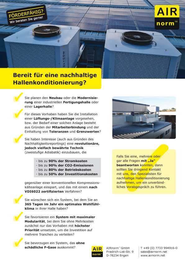 Vorschau: Nachhaltige Hallenkonditionierung